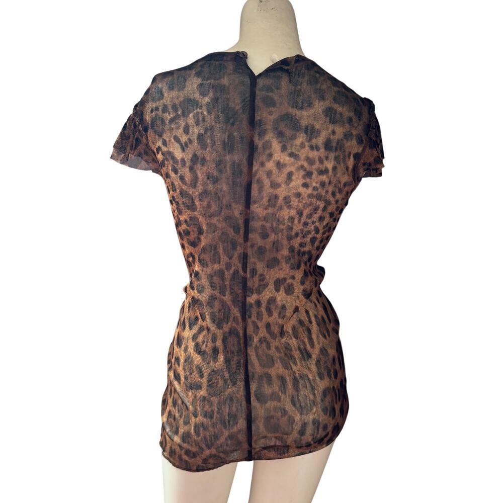 Vintage Dolce & Gabbana Leopard Print Mesh Top Dress IT 46 US 10 - Picture 2 of 11